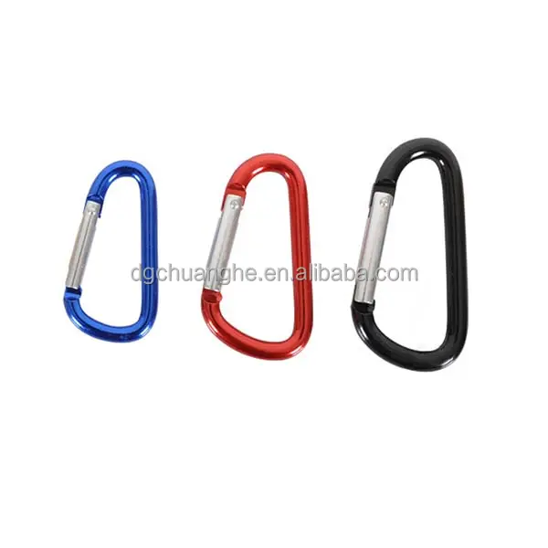 China factory price carbon steel aluminum custom 4.5mm 25mm shaped rotating keychain climbing locking snap hook carabiner hook