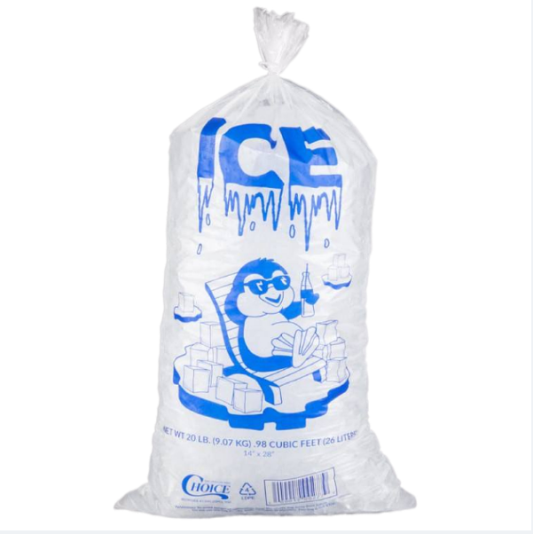 BPA Free Food Grade Safe 10 lbs Ice Bags Heavy Duty Printed Drawstring Ice Bags for Packaging Ice Cubes