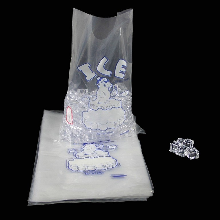 BPA Free Food Grade Safe 10 lbs Ice Bags Heavy Duty Printed Drawstring Ice Bags for Packaging Ice Cubes