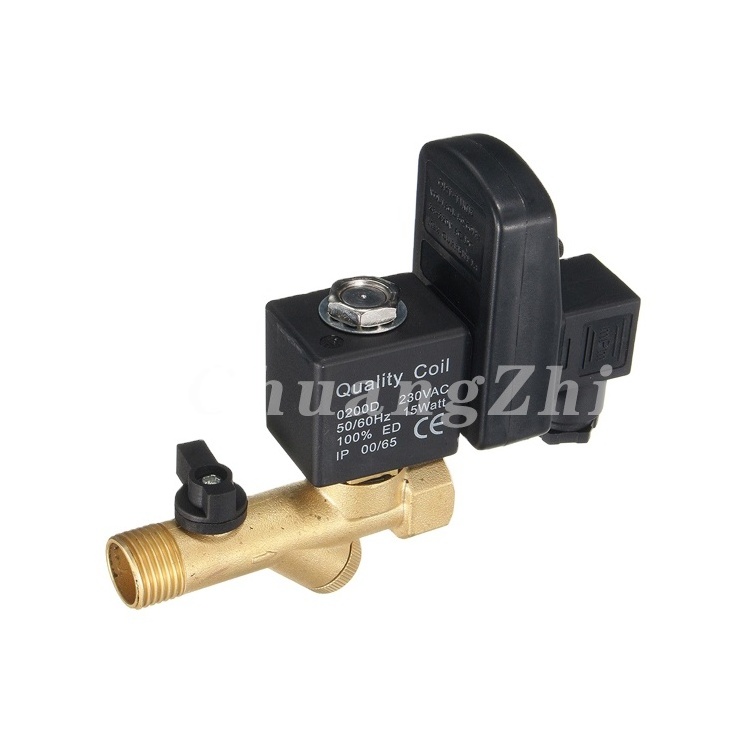 Brass electric Electronic drain valve, with timer for water, 220v, 110v, 24v, 16bar, 1/2 inch