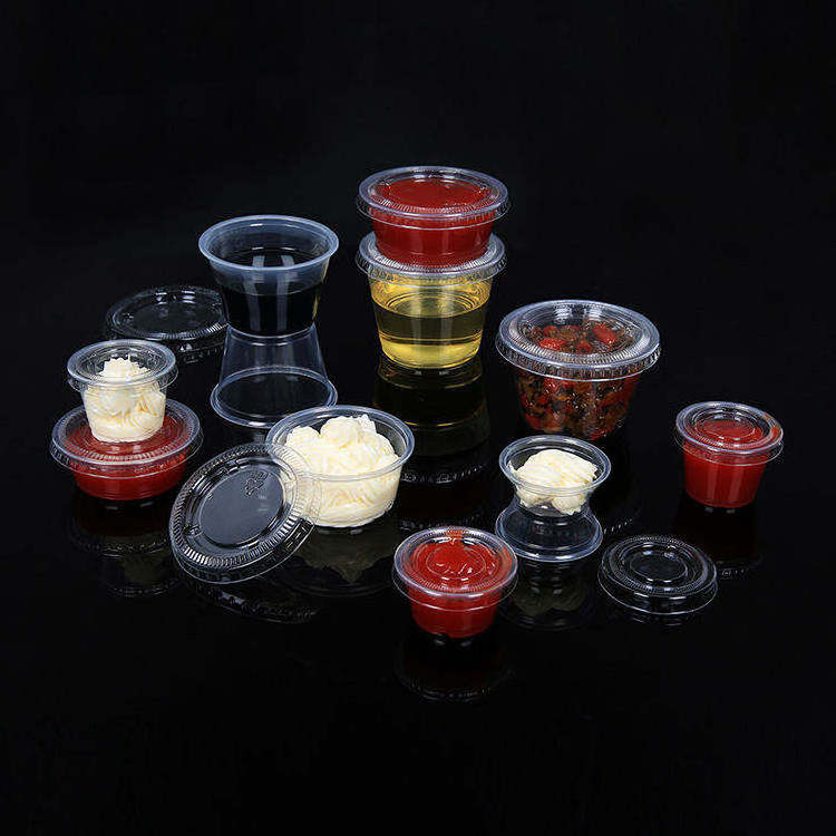 Double Disposable PP 30ml 1/2/3/4 Oz Small Mini Condiment Sauce Cup Clear Cups Sauce Container