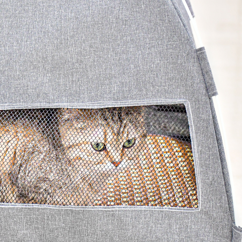 Kitty Camp Crinkle Cat Tent Cave Hideaway House with Nondeformable Elastic Fiber Frame and Removable Cushion for Indoor Cats