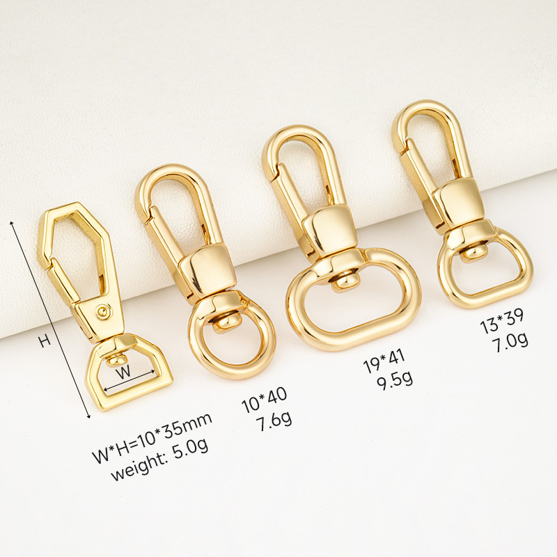 Bag Strap Hardware 3/8 Swivel Snap Hook Clasp 19mm Push Gate Lobster Clasps Gold Metal Swivel Hooks for Handbag Leather Craft