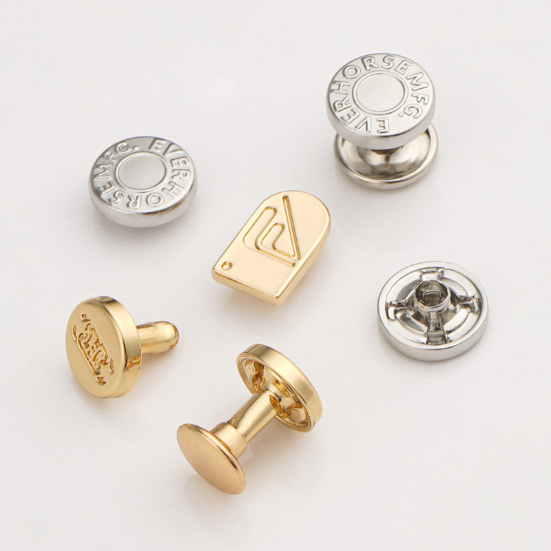 Custom Gold Logo Studs Rivets Metal Clothes Button Jeans Metal Snap Button for Clothing Metal Button Rivet for Leather Bag