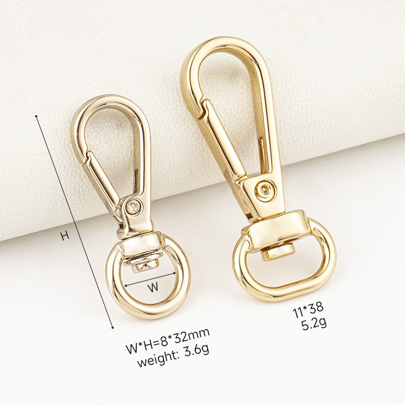 Bag Making Handbag Hardware 8mm Push Gate Snap Hook Swivel Clasp 11mm Purse Clip Hook Snap Gold Metal Bag Snap Hook