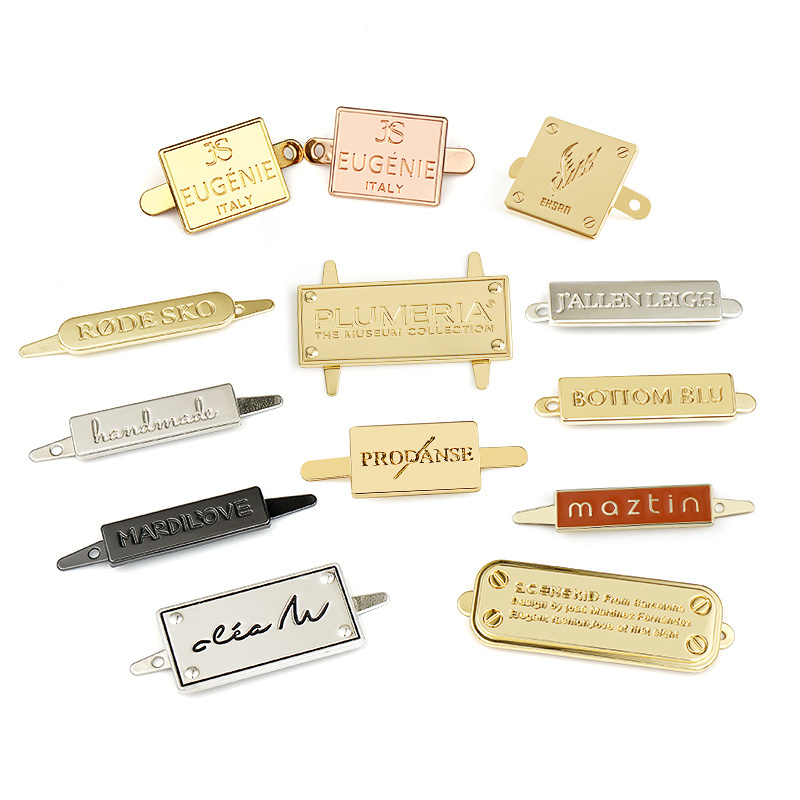 Purse Hardware Nickel-free Plated Nameplate Metal Logo Brand Custom Letters Metal Logo Labels for Bags and Clothing