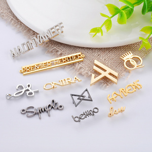 Purse Hardware Nickel-free Plated Nameplate Metal Logo Brand Custom Letters Metal Logo Labels for Bags and Clothing