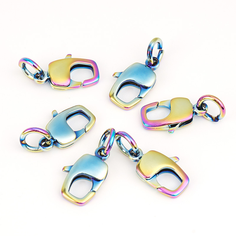 High Quality Metal Lobster Clasp Snap Hook Hardware Wholesale Rainbow Lobster Claw Hooks Custom Lobster Hook Clasp with O Ring