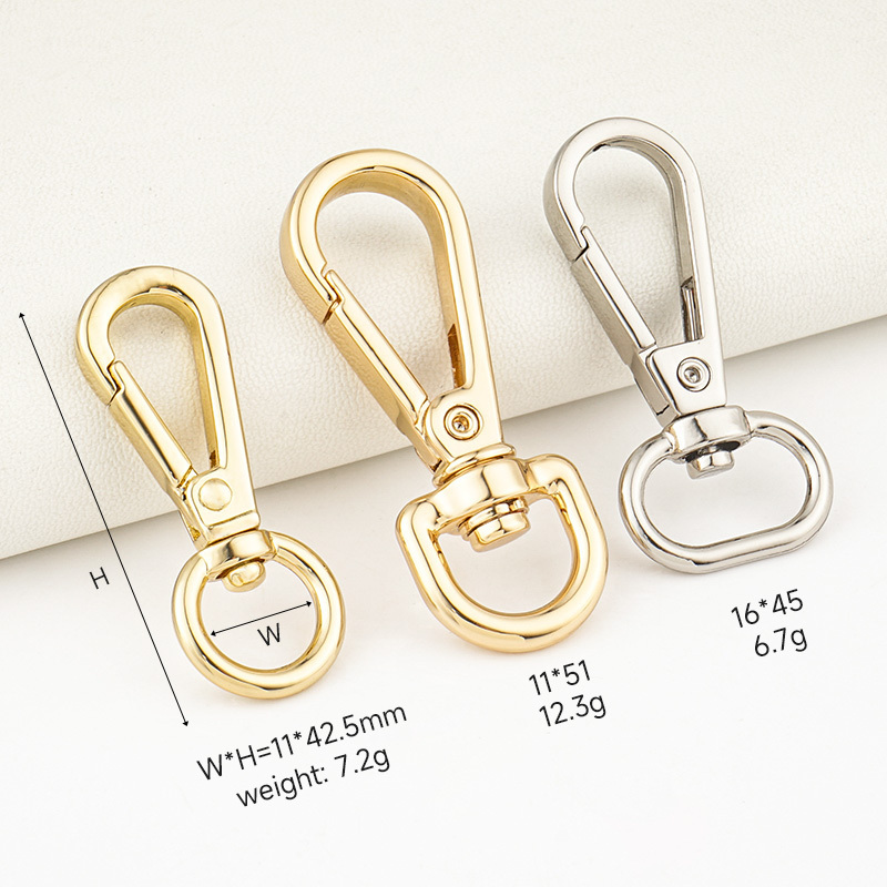 Bag Making Handbag Hardware 8mm Push Gate Snap Hook Swivel Clasp 11mm Purse Clip Hook Snap Gold Metal Bag Snap Hook