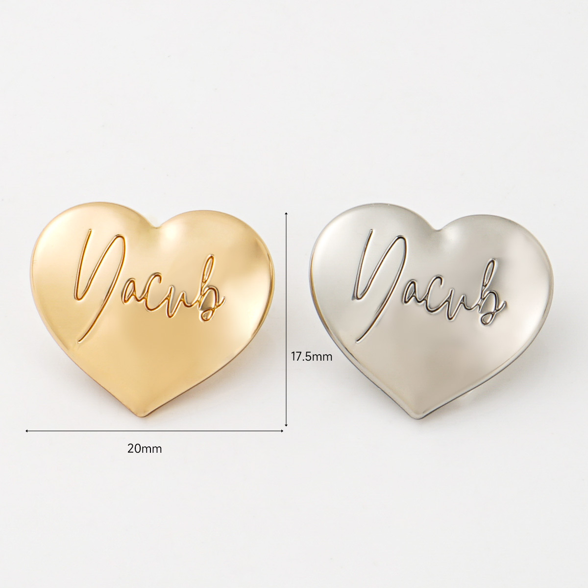 High Quality Custom Logo Sewing Button Heart Shape Sewing Loop Shank Button Gold Sewing Button for Coat Garment Clothes