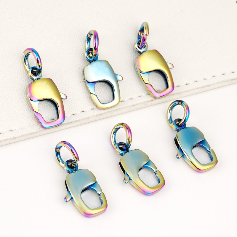 High Quality Metal Lobster Clasp Snap Hook Hardware Wholesale Rainbow Lobster Claw Hooks Custom Lobster Hook Clasp with O Ring