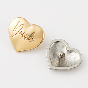 High Quality Custom Logo Sewing Button Heart Shape Sewing Loop Shank Button Gold Sewing Button for Coat Garment Clothes