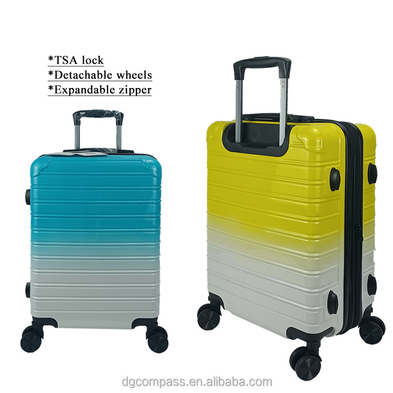 High quality New Design Gradient color Luggage Case Detachable wheels trolley Travel bag colorful Suitcase Set