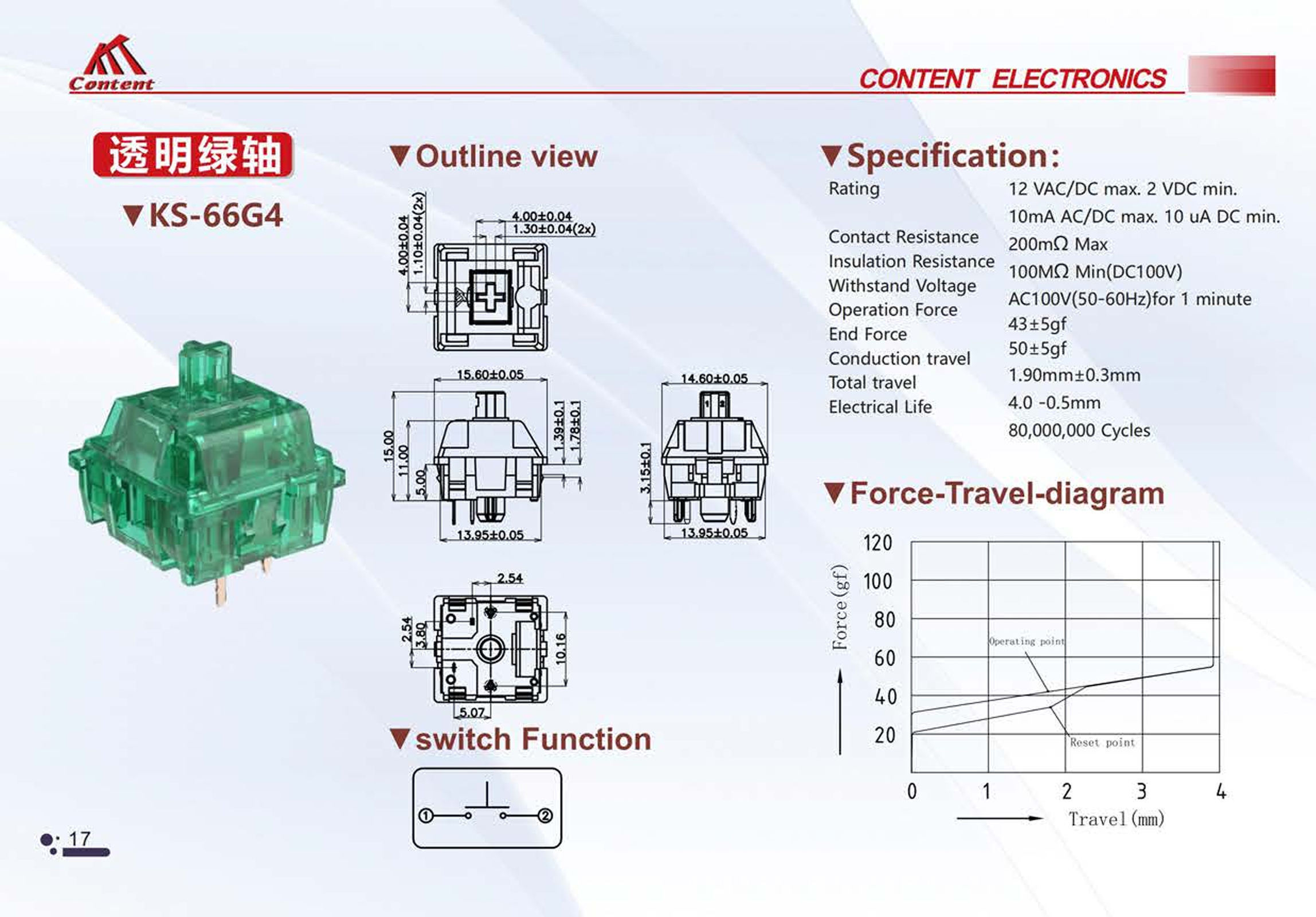 New popular KTT Crystal Green Custom Mechanical Switches Gaming Keyboard Switch  Linear  Tactile Keyboard Switches