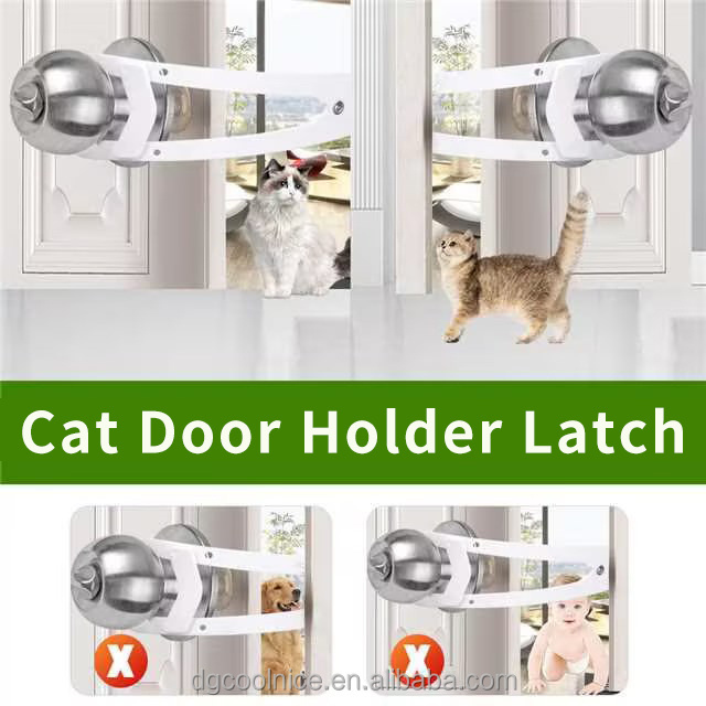 Adjustable Door Buddy Cat Door Latch Stopper Door Strap For Cats To Dog Proof & Keep Dog Out Of Litter Box Cat Feeder