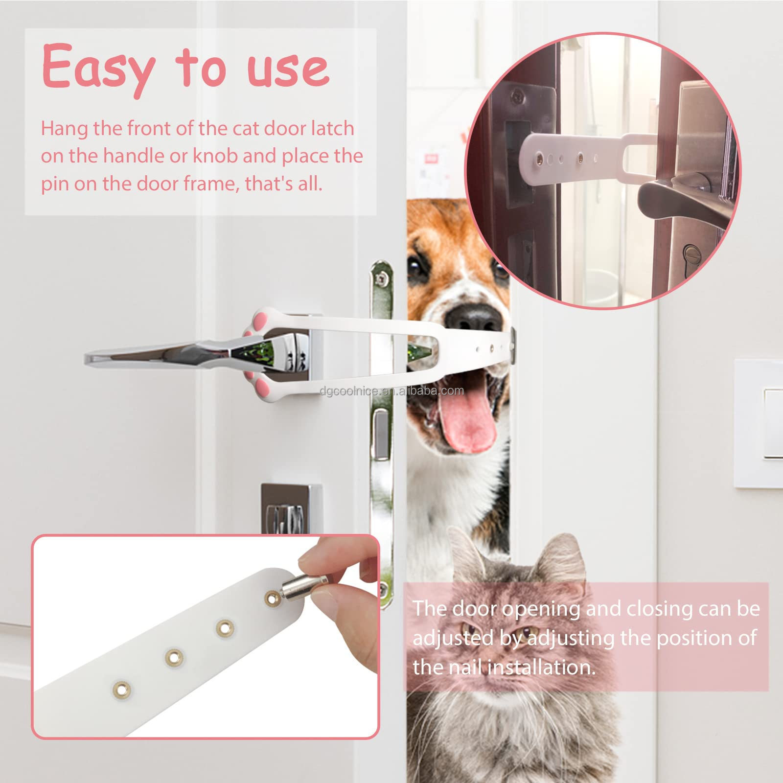 Adjustable Child Proof Door Lock Cat Door Holder Latch Stopper Door Holder Latch Let's Cats In And Keeps Dogs Out