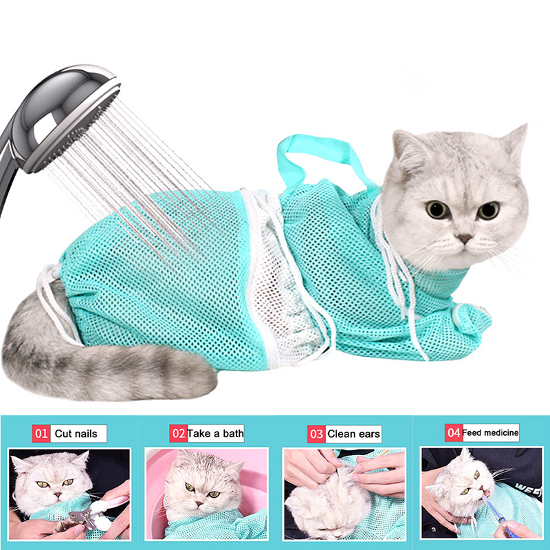 Pet Products Suppliers Cat Bathing Bag Dog Cleaning Shower Bag Cat Grooming Sets Bag For Bathing Nail Trimming Anti-Scratch