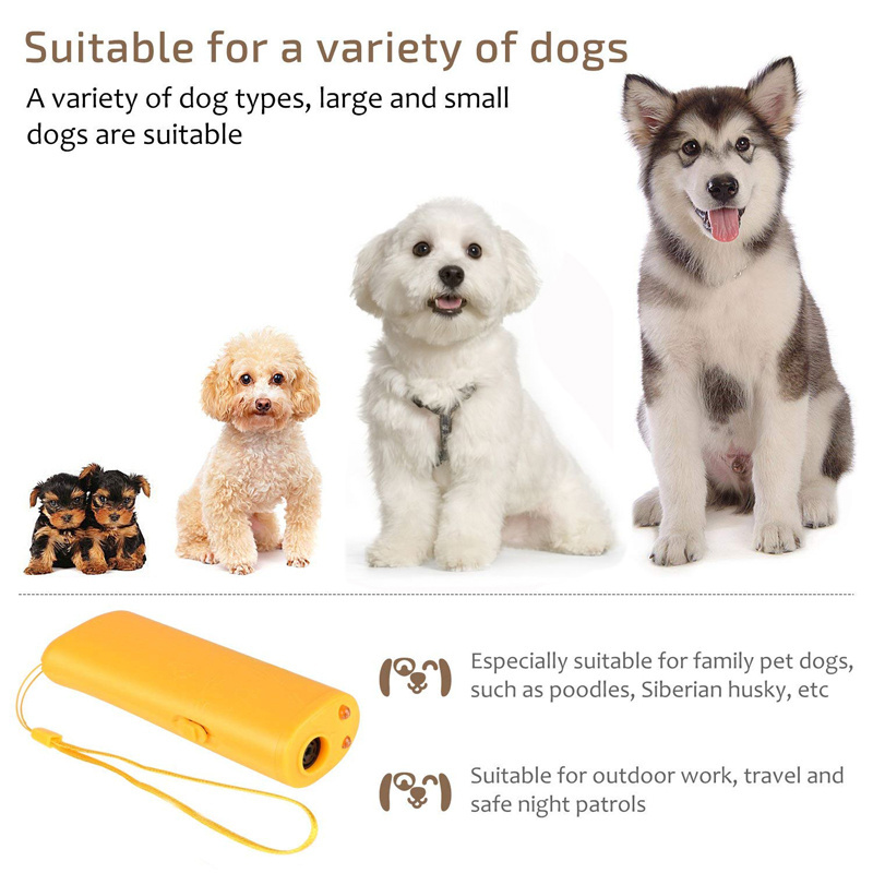 Pet Supplies Portable Dog Repeller Dog Trainer 3 In 1 Dog Training Ultrasonic LED Lighting Flashlight Anti Barking Tool