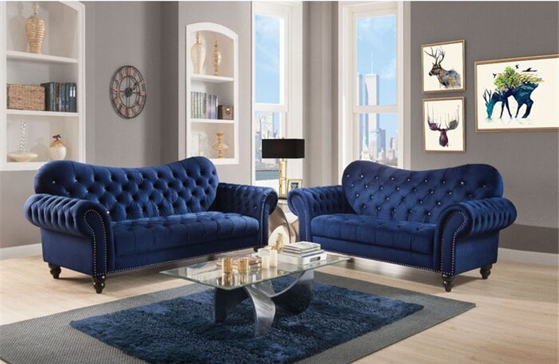 Wovent Modern Beige Faux Leather Tufted Sofa & Loveseat Living Room Set of 3 sofa american style