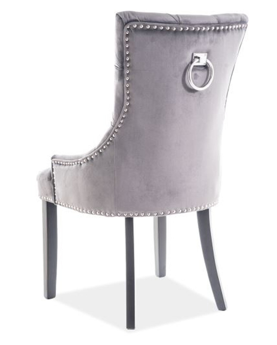 luxury Chesterfield dining chair gray,silver,black kitchen chair with velvet dining room furniture