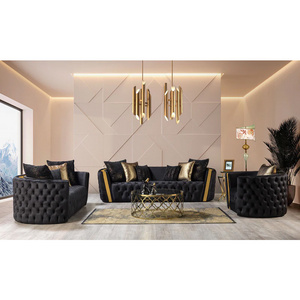 Stainless Steel Frame Living Room Furniture Modern Luxury Velvet Sofa High Quality Upholstered Sofa Set for Home Hotel Lobby