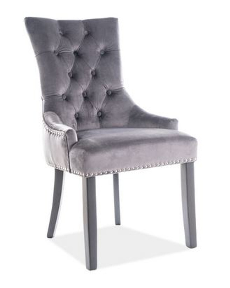 luxury Chesterfield dining chair gray,silver,black kitchen chair with velvet dining room furniture