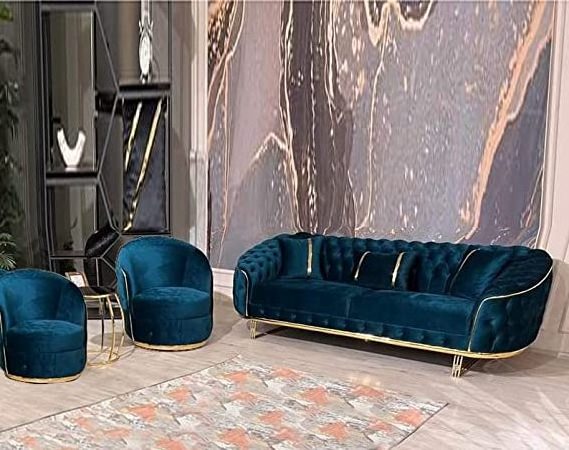 Hot Sale Modern royal blue  Sofa Set Furniture Chesterfield set of 321 Sofa Living Room Sofas