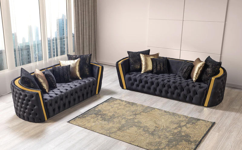 Stainless Steel Frame Living Room Furniture Modern Luxury Velvet Sofa High Quality Upholstered Sofa Set for Home Hotel Lobby