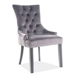 luxury Chesterfield dining chair gray,silver,black kitchen chair with velvet dining room furniture