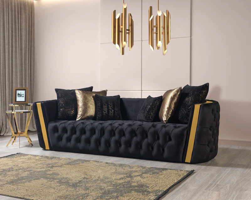 Stainless Steel Frame Living Room Furniture Modern Luxury Velvet Sofa High Quality Upholstered Sofa Set for Home Hotel Lobby