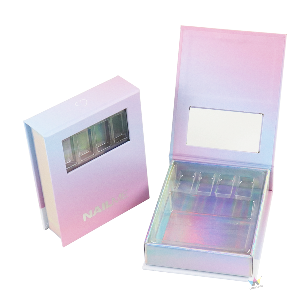 Lip Gloss Custom Surprise Gift Box Contact Lens Packaging Caja Para Perfume Transparent Window Dazzling Colorful Nail Paper Box