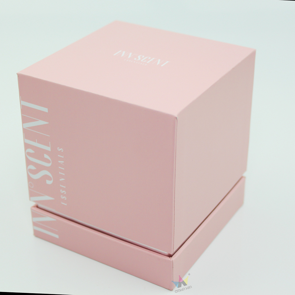 Custom Logo Print Made Cardboard Pink Rose Candle Shipping Box Ceramic Candle Jars Box Packaging With Lid