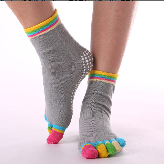 Yoga socks women cotton dot glue non slip five finger socks safety professional indoor sports fitness