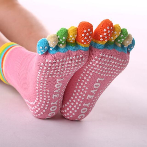 Yoga socks women cotton dot glue non slip five finger socks safety professional indoor sports fitness