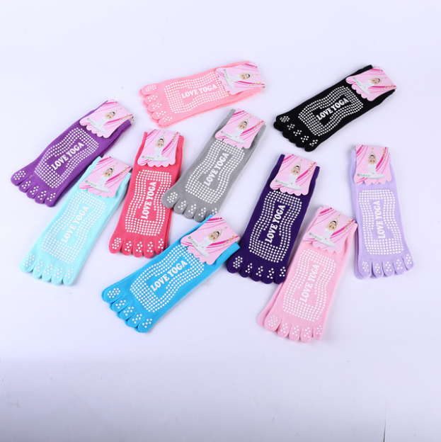 Yoga socks women cotton dot glue non slip five finger socks safety professional indoor sports fitness