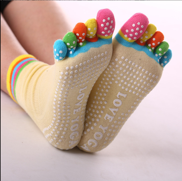 Yoga socks women cotton dot glue non slip five finger socks safety professional indoor sports fitness