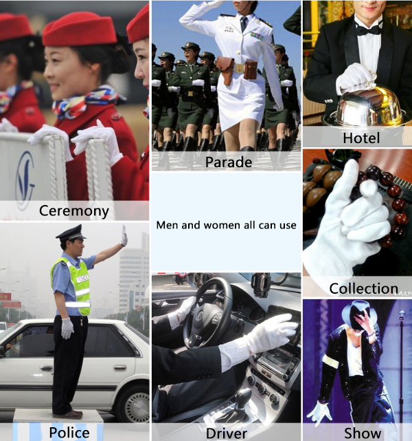 Best Quality Comfortable Soft Breathable White Cotton Formal Tuxedo Costume Honor Guard Elastic Cuff Ceremonial Gloves