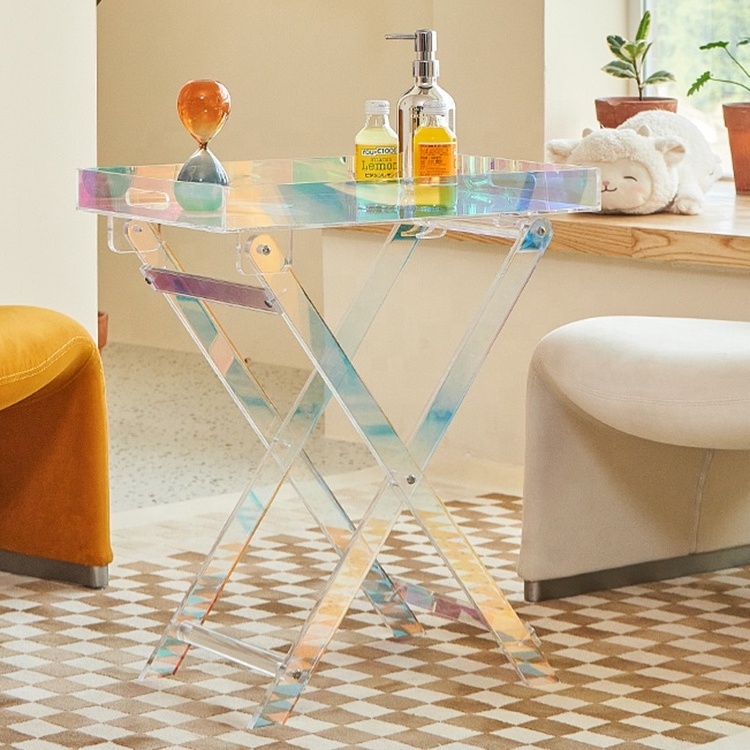 Hotel furniture luggage housekeeping cleaning room service rainbow acrylic trolley Bar Cart  Acrylic Hotel Trolley