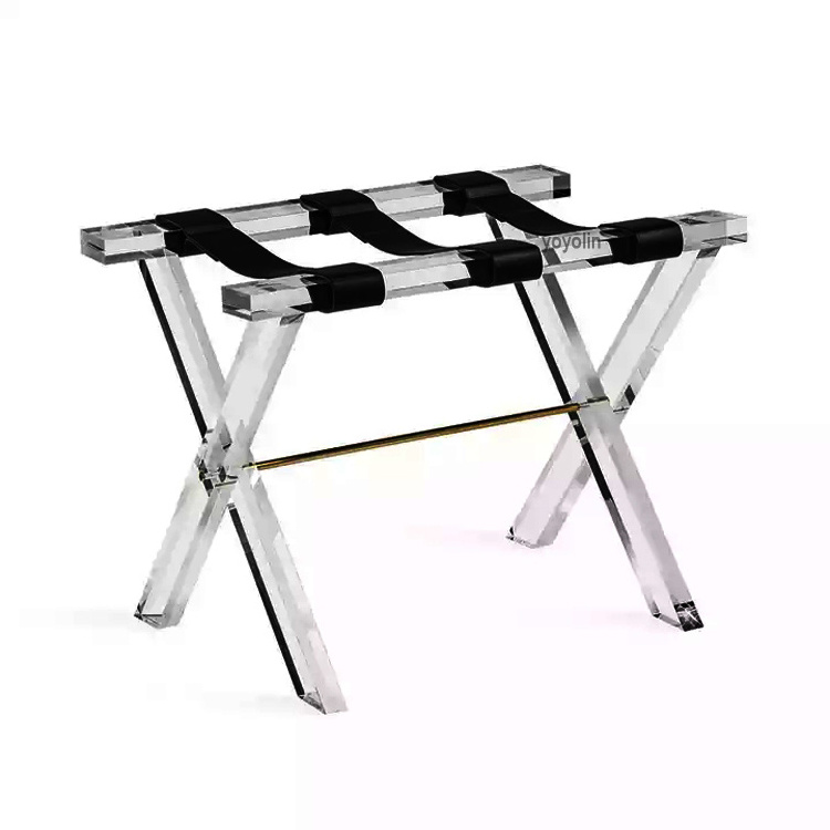 Factory Ins Transparent Folding Luggage Rack,Clear Acrylic luggage rack for hotel home use