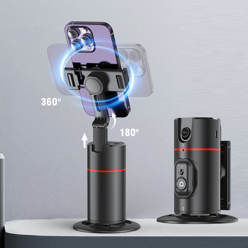 New P02 Facial Recognition Gimbal 360 Degree Automatic Rotation Supports Gesture Control Ai Face Tracking Detachable Phone Stand