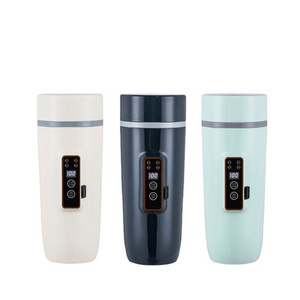 12V 24V Car Heating Cup 350ML Smart Temperature Display Thermos Cup Stainless Steel Thermos Portable Electric Kettle Coffee Cups