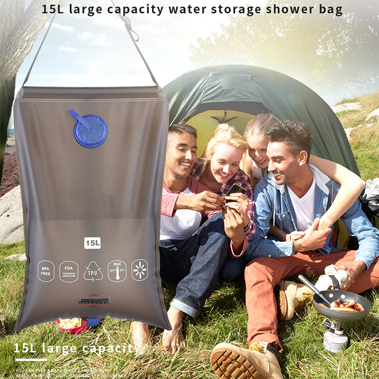 In Stock Hot Custom 15L Portable Camping Shower 4 Gallons Heating Pipe Bag Solar Water Heater Outdoor Other Camping Gear