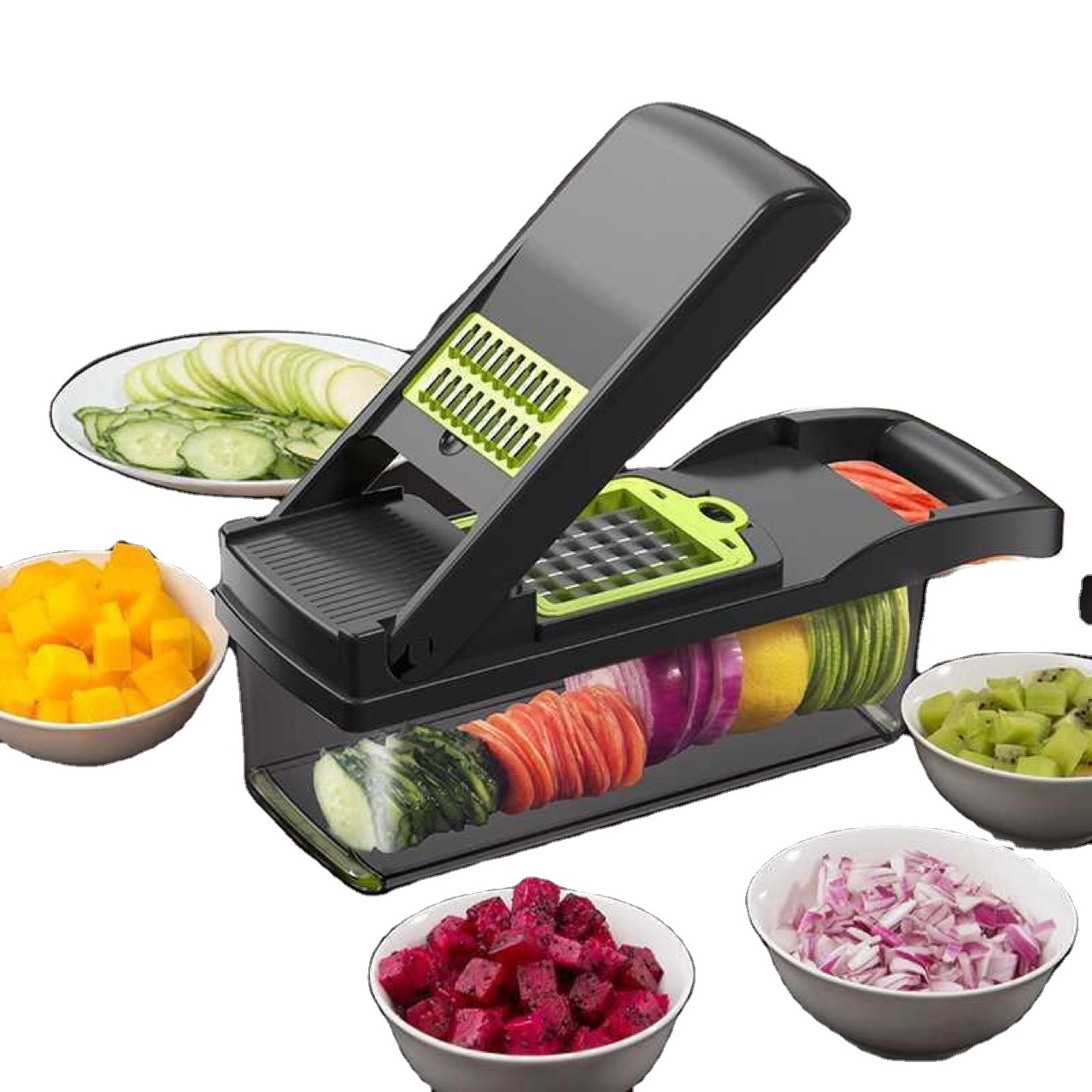 Vegetable Chopper Mandoline Slicer Cutter Grater 11 in 1 Slicer Potato Onion Chopper Veggie Chopper Dicer with Container