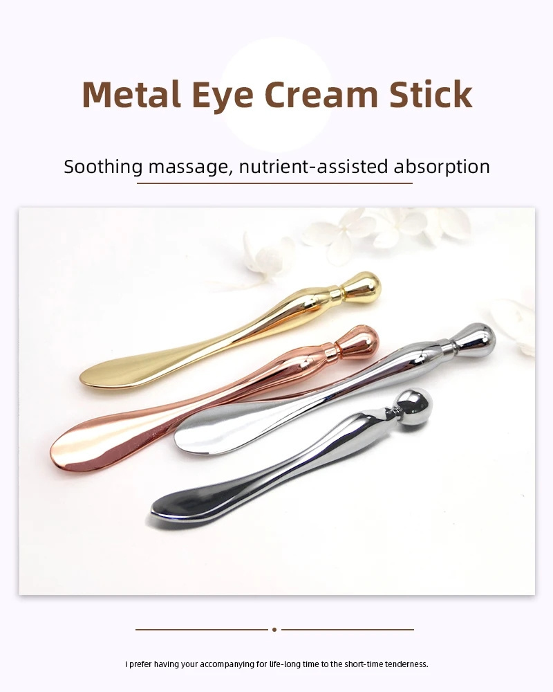 Wholesale metal zinc stainless steel ceramics cosmetic spoon plastic silicon eye cream stick spoon custom cosmetics spatula