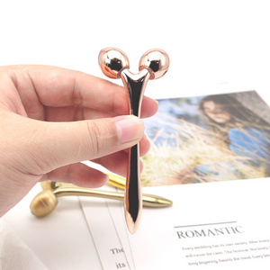 Mini Waterproof Golden Facial Shaped Slim Thin Face And Body 3d Cooling Metal Face Massage Tool Facial Roller Face Massager