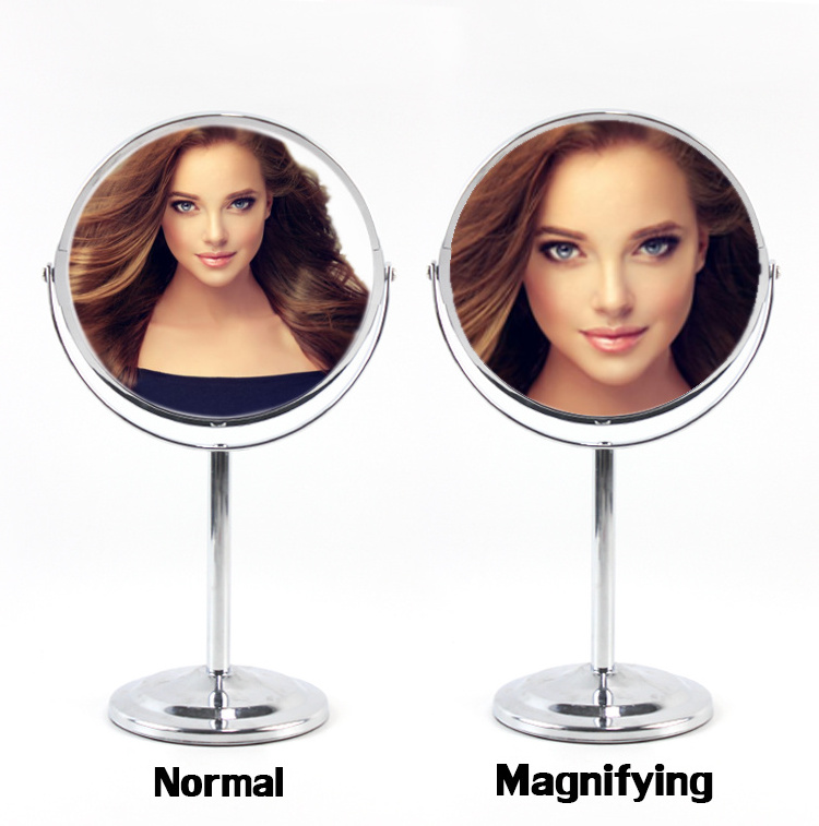 Custom Round Metal Magnifying LED Makeup Chromed Table Cosmetic Mirror Vanity Makeup Mirror With Light USB Charging