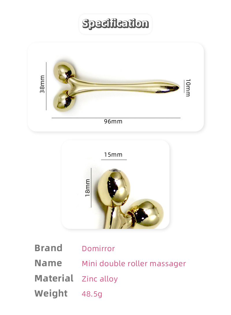 Mini Waterproof Golden Facial Shaped Slim Thin Face And Body 3d Cooling Metal Face Massage Tool Facial Roller Face Massager