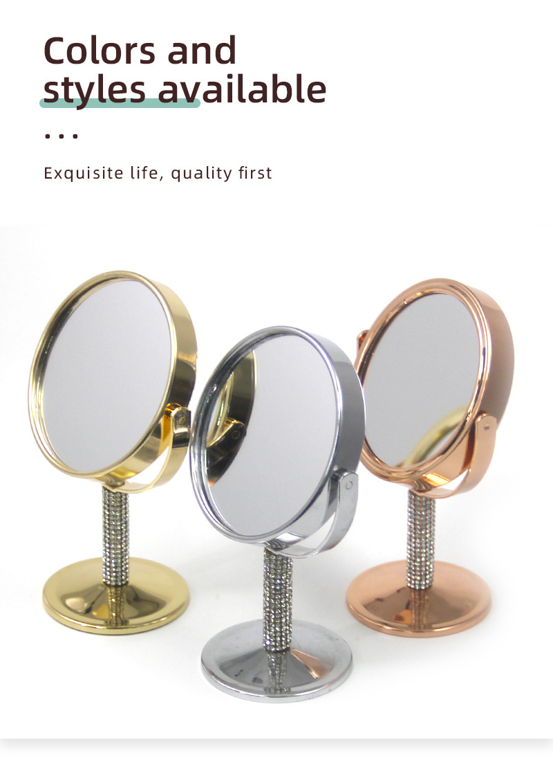 Custom Round Metal Magnifying LED Makeup Chromed Table Cosmetic Mirror Vanity Makeup Mirror With Light USB Charging