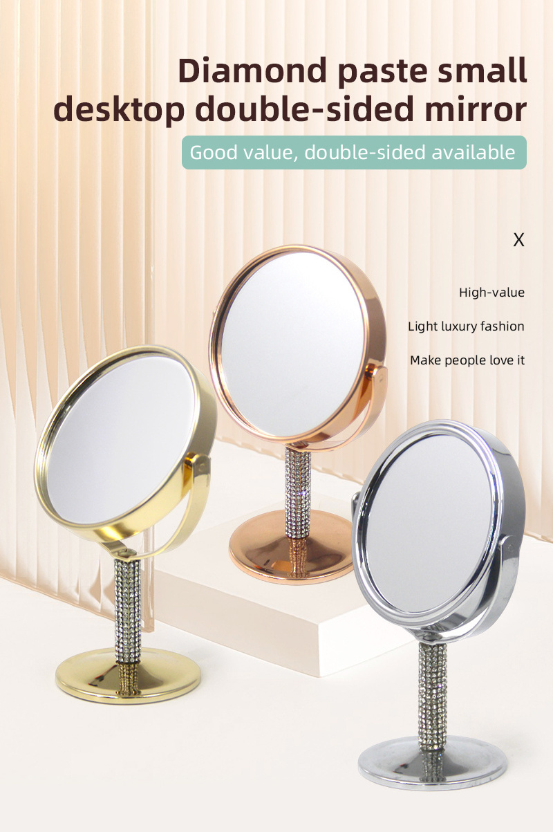 Custom Round Metal Magnifying LED Makeup Chromed Table Cosmetic Mirror Vanity Makeup Mirror With Light USB Charging