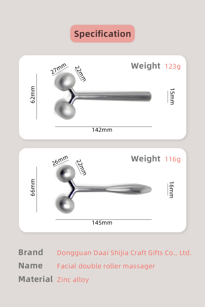 Handheld Y-shape V Shape Balls Face Lifting 360 Rotate Manual Roller Metal Facial Massager 3D Face Massage Roller